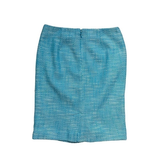 Talbots Blue Turquoise & White Texturized Tweed Pencil Skirt US 4P - Picture 6 of 9